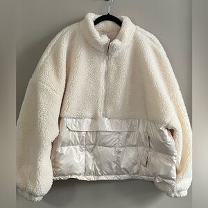 Fabletics Nelly Mixed Media Half Zip ivory size 3 X